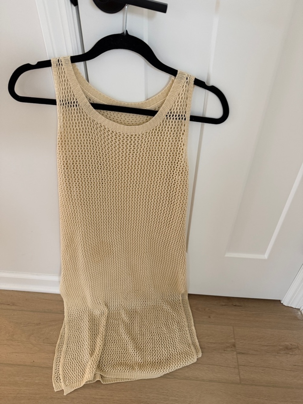 Amazon Women's Swim Coverup Beige Knit Mesh Tank